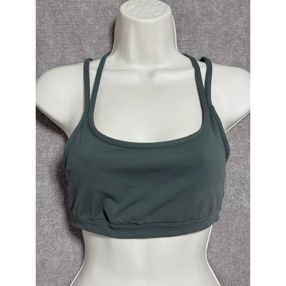 Athleta Full Focus Strappy Lined Sports BRA Criss-Cross Size Small Sage‎ Green